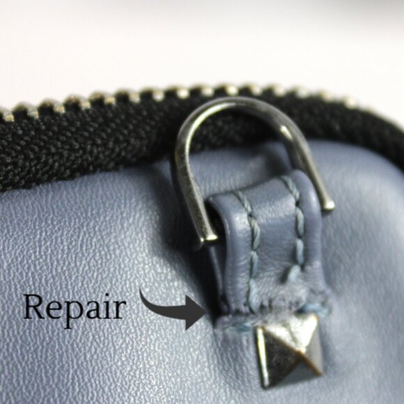 Bandolier Dusty Blue Leather Expanded Zip Cross Body Mini Bag - Picture 6 of 6